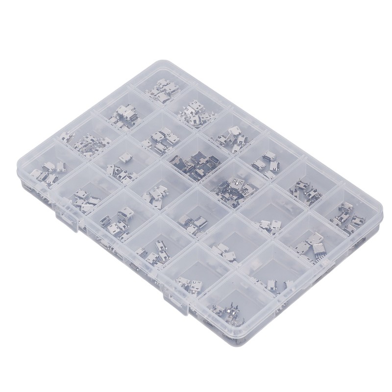 240 Pcs Micro USB Connector Set Stainless Steel Single Row