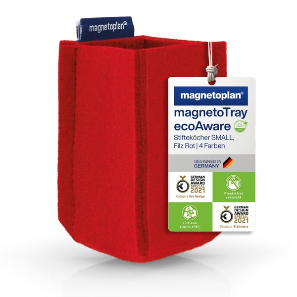 magnetoplan magnetoTray ecoAware, Red Magnetic Desk Organiser Made of 100%