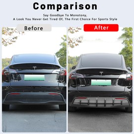 Rear Diffuser for Telsa Model Y Without Drilling, Model Y Rear Bumper Molding Protector Lip Made of PP Material (Glossy Carbon Fiber)
