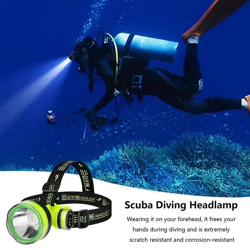 Unbranded Portable Rechargeable LED Diving Headlight Headlamp 500M Underwater Lighting