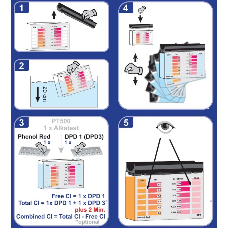 Premium Pool Test for Chlorine and pH Value with 60