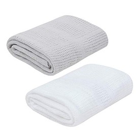 BabyTown Baby Boys and Girls Soft Cotton Cellular Blankets White & Grey