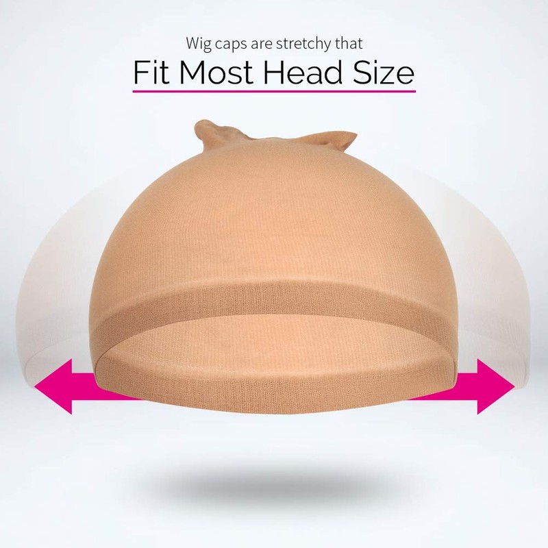 Fandamei 4 pieces Light Brown Stocking Wig Caps Stretchy Nylon