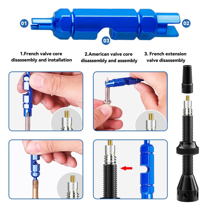 SXTDKMJ Tubeless Valve Set, Presta Valve with Complete Set Including