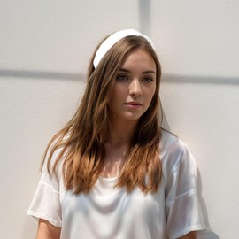 VOCOSTE Knotted Headband for Women, Top Knot Head Bands for Women's Hair, Non-Slip Womens Headbands Wide Hair Band, Fashion Hair Accessories for Women, White