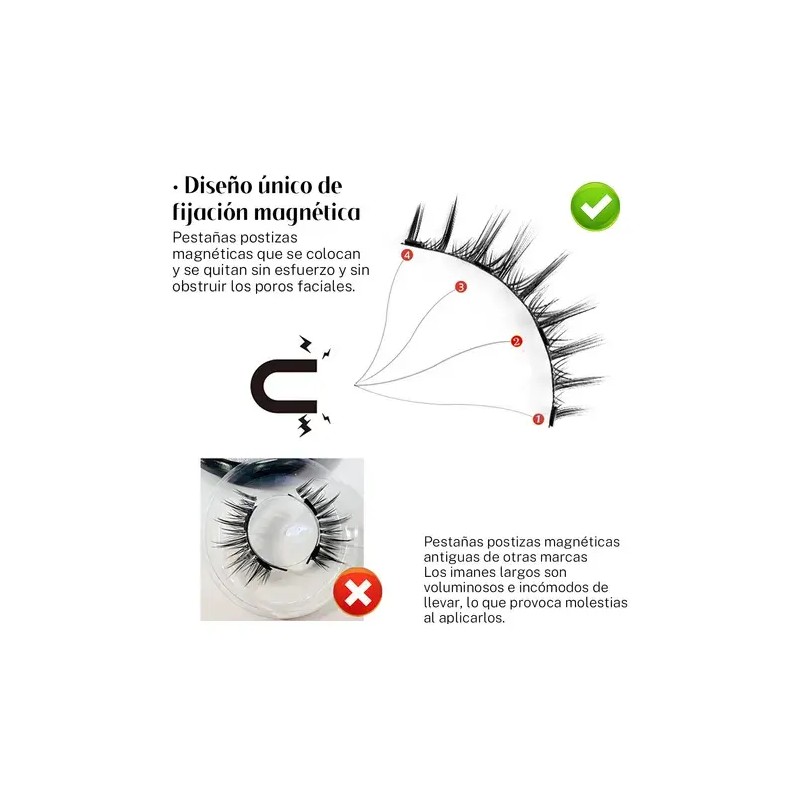 Kit De Pestaras Magneticas Reutilizables Con Aplicador 2pars