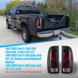 AUTOWIKI Tail Lights For 1997-2003 Ford F-150 F-250 F-350 Super Duty Tail Lights Styleside Model Pickup Black Clear Lens Rear Taillights 1 Pair