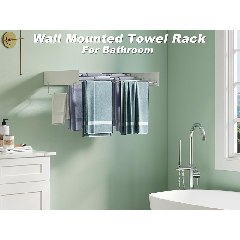 SKIKEN Wall Mounted Hidden Clothes Drying Rack - Pull-Out Laundry