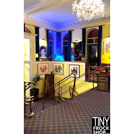 A-393 12" Fashion Doll Photography Backdrop - Wide - L Hotel Lobby