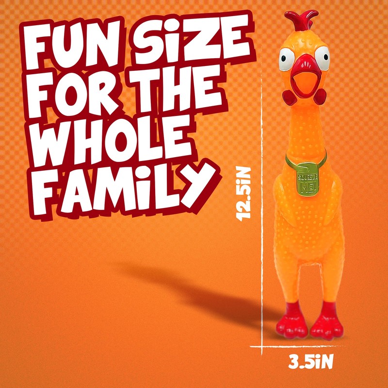 Animolds Squeeze Me Rubber Chicken Toy | Screaming Squeaky Chicken