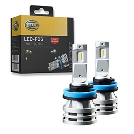 Hella 226971551 Set de 2 Focos LED Retrofit H8 H11 H16 Luz Blanca de 6500K Plug & Play Ventilador Integrado 12V 24W