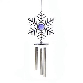 Chrome Plated Large Snowflake Wind Chimes with Mixed MASCOT Element Crystal