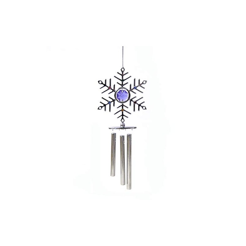 Chrome Plated Large Snowflake Wind Chimes with Mixed MASCOT Element