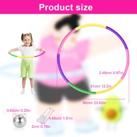 KINHARD Adjustable Hula Hoop for Adults, Removable Hola Hup Hoop, Adult Fitness Hoop with 200 Balls, Hula Hoop for Fitness Training and Comfortable Dancing