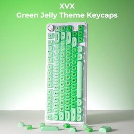 PBT Keycaps, XVX Green Apple Jelly HOA Profile, 132-Key Cute Custom Keycaps (for Mechanical Keyboards with Cherry/Gateron MX Switches)-Apple Green