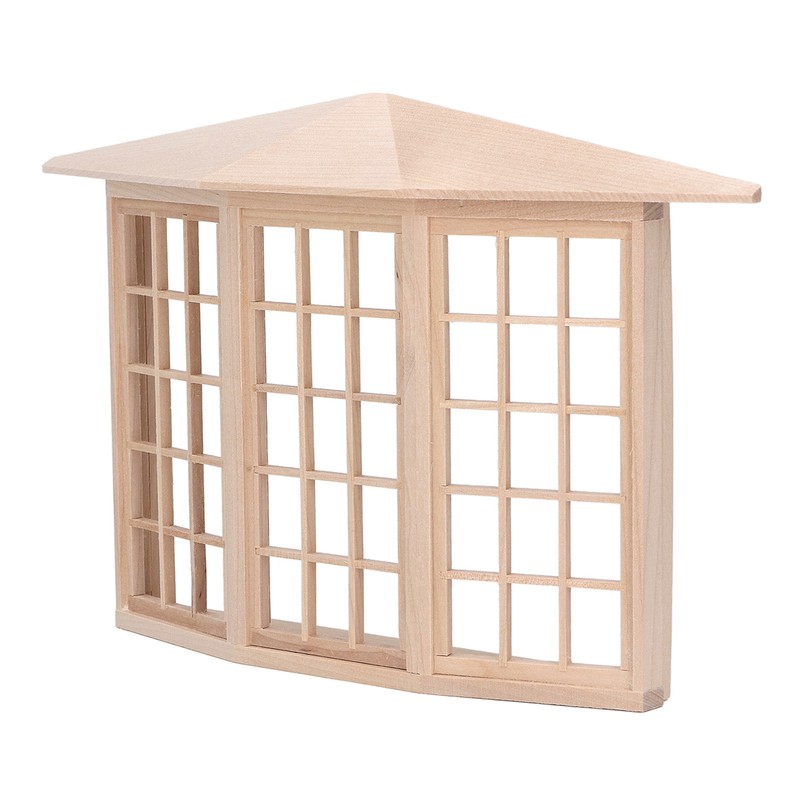 1/12 Dollhouse Bay Window Exquisite Miniature Wooden 45 Degree Corner