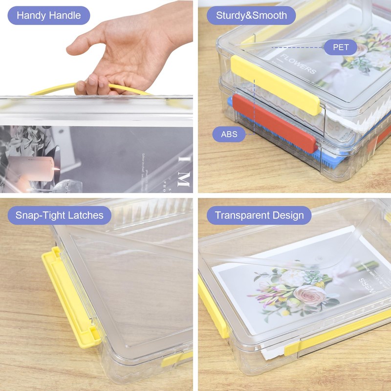 Marte Vanci Plastic Storage Box with Lid, Clear A4 File