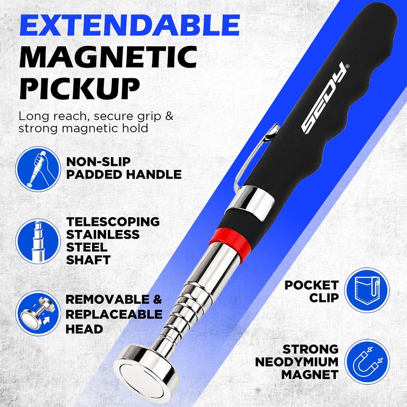 2-Pack Telescoping Magnetic Pickup Tool, 40 lb Pull Force, 30-Inch