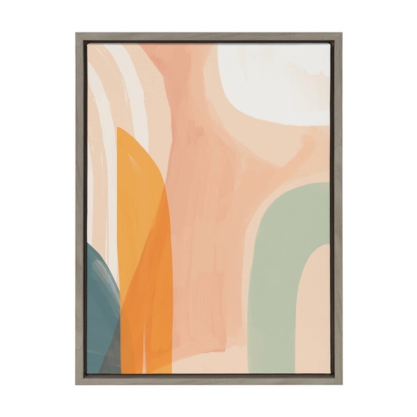 Kate and Laurel Sylvie Sunrise Over Marrakesh Framed Canvas Wall Art by Kate Aurelia Holloway, 18x24 Gray, Decorative Abstract Art for Wall