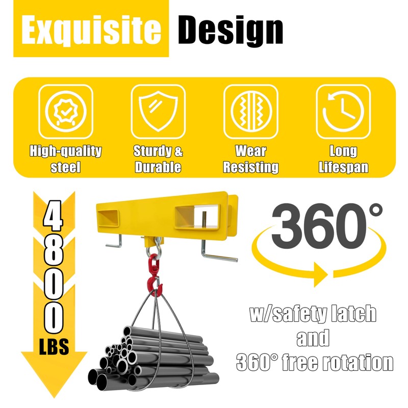KUAFU Universal Forklift Lifting Hook 4800 LBS Capacity Forklift Lifting