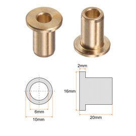 QUARKZMAN Flange Bearing Sleeve 6 mm Bore 10 mm AD 20 mm Length 2 mm Flange Thickness Bronze Bushing Self-Lubricating Bushing Sleeve for Industrial Systems