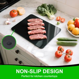 Tempered Glass Cutting Board for Kitchen, Clear Glass Cutting Board with Rubber Feet and Rounded Corners, Dishwasher Safe, Easy to Clean, Heat and Scratch Resistant for Countertop-18x24 inch, Black