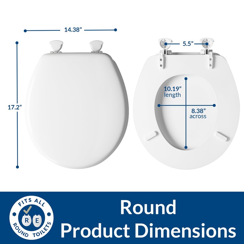 Mayfair Athens Toilet Seat, Easy Clean Hinges and Durable Wood