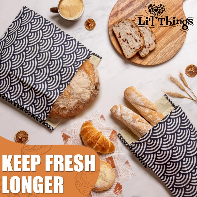 Li'l Things Eco-friendly Reusable Beeswax Bread bags | Set of
