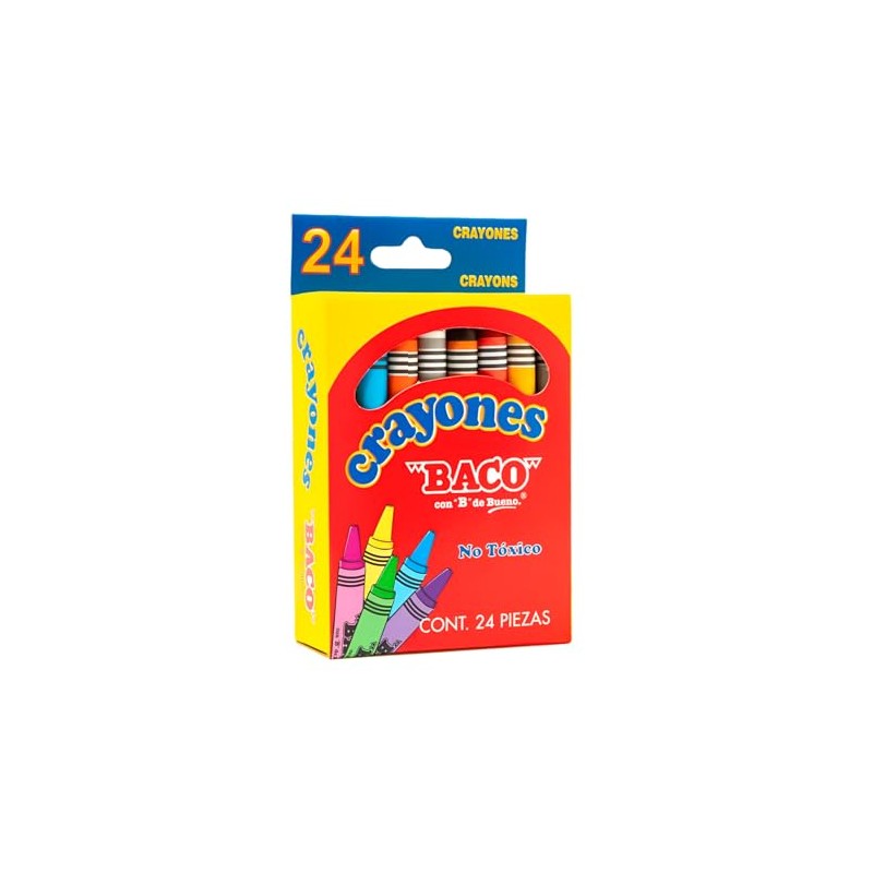 Baco | Crayones Redondos Tamaño Estándar - Caja con 24