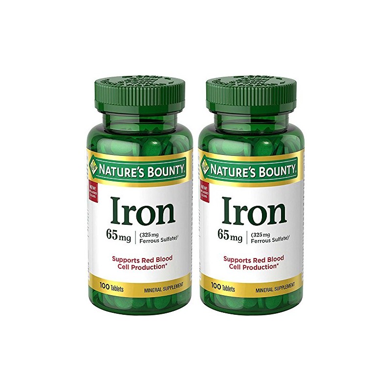 Iron 65 mg (325 mg Ferrous Sulfate), 2 Bottles (100