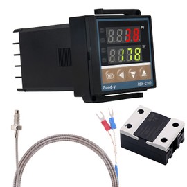 WANGCL Digital PID Controller Intelligent Thermostat with 25A SSR Relay Type K Thermocouple for Electrical Energy Chemical Industry Faeces Tanks Ovens - 0-1300℃