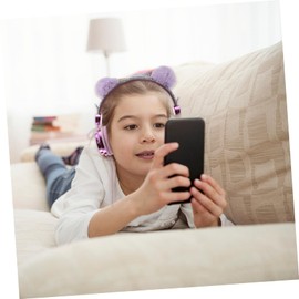 TEHAUX Boy Girl Rhinestone Glitter Headset Furry Over-Ear Headphones for Boys and Girls Stylish Wired Design Mic for Music Videos and Gaming