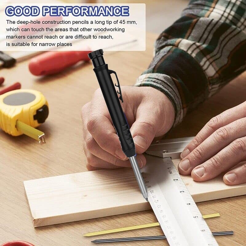 2pcs Construction Pencils with Sharpener, Solid Pencil with 32pcs Woodworking
