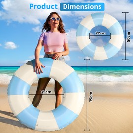 Inflatable Pool Ring | Durable PVC Swim Rings for Kids, Teens, and Adults | Premium Quality | Eco-Friendly | Blow-Up Swimming Pool Rings for Summer Fun (Blue, Large)