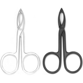 2 Pieces Tweezers Scissor Handle Straight Tip Scissor Shaped Eyebrows Tweezers for Hair Plucker Remover Facial Hair Eyebrows Care (Silver and Black, One size)
