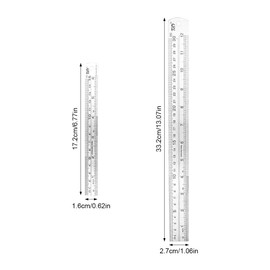 Stainless Steel Ruler Set 30cm and 15cm,Heavy Duty Metal Ruler with Non Slip Edge, Precision Etched Markings for School, Office, Engineering, Drafting and Crafting(COLOR:Silver)