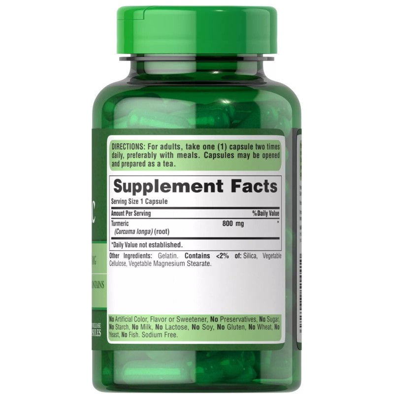 Puritan's Pride Turmeric 800mg Antioxidant Naturally Contains Curcumin 2X100CAPS or