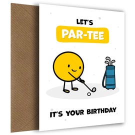 Funny Golf Birthday Card for Men - Let's Par-tee! Perfect Bday Card for Husband, Dad, Brother, or Grandad that's a Hole-in-One - Any Age - Humorous & Memorable Cards