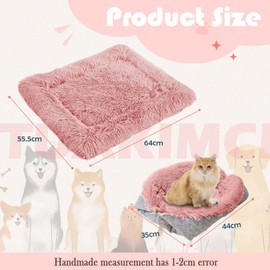 TUAKIMCE Cat Beds for Medium Cats and Dogs Function 2 in 1 Plush Soft Blanket and Cat Beds for Indoor Cats Warm Fluffy Pet Mat Puppy Bed Kitten Bed Washable (Pink)
