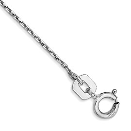 JewelryWeb 10k Solid White Gold .8mm Sparkle Cut Cable Chain Anklet 10 Inch-Anklet for Women and Men