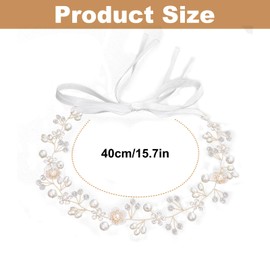 Pearl Wedding Headpiece for girl, Rhinestone Wedding Hair Accessory, Gold Flower Hair Accessories, Headband for Bridal Bridesmaid Flower Crown Hair Accessories for Birthday Party First Communion