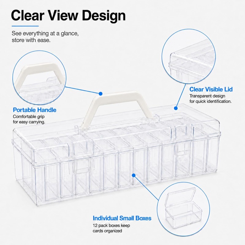12 Pcs Playing Card Case with Large Box, Clear Trading