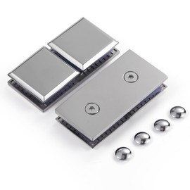 Ranbo Square Frameless Glass Clamp Connector for Shower Door Fixed Panel, Corner Clamp, 304 Stainless Steel, 5/16" - 1/2" (8-12 mm) Thickness, 2 PC, Polished Chrome