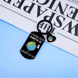 UVIBEW Earth Day Gifts for Men Funny Keychain Earth Day Decorations Party Favors for Teen Boys Girls Geography Teacher Gifts