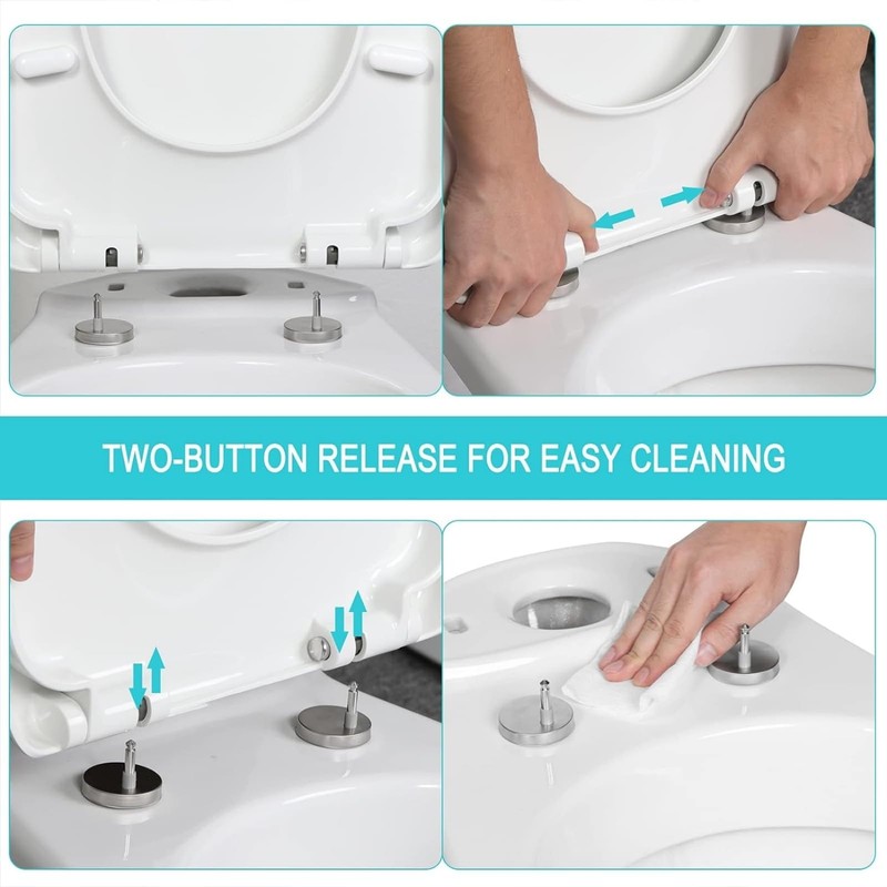 SADALAK D/U Shape Toilet Seat,Soft Close and Quick-Release for Easy