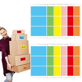 Pack of 72 Moving Labels, 100 x 60 mm Rectangular Colour Stickers, Moving Boxes, Colourful for Boxes, Colour Coding Labels, Moving House Stickers (10 x 6 cm)
