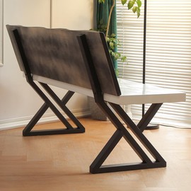 BOTAOYIYI Bench Legs 16 Inch Triangle Metal Chair Base Legs with Backrest Bracket Set of 2 DIY Project Suit for Butcher Block countertop, Wood Slab Bench Outdoor, Indoor (J)