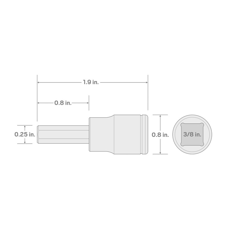 TEKTON 3/8 Inch Drive x 3/16 Inch Hex Bit Socket