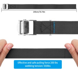 2m Tie-down Straps, 8 Pcs Short Ratchet Straps with Clamps, Adjustable Securing Straps with Buckles, Fastening Belts for Bike Racks/Car/Bicycle/Hand Truck/Motorcycle/Luggage (Grey)