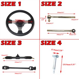 PRO BAT 300mm/11.8'' Go Kart Steering Wheel Steel Kit with 420mm/16.5'' Gear Rack Pinion Shaft Tie Rod Replacement for Go Kart Go Cart ATV UTV 110cc 125cc 140cc 150cc